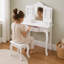 Teamson Kids Wooden Kids Vanity Table and Stool Set, White with Drawers
