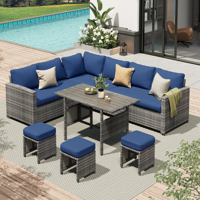 Ensemble de meubles de patio 7 pièces avec housse imperméable 7 pièces