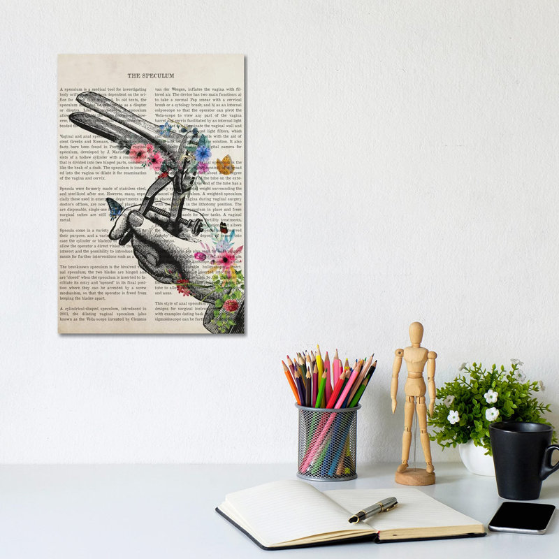 Speculum With Flowers Print by Aged Pixel - Wrapped Canvas Print, 20.32 cm H x 30.48 cm W