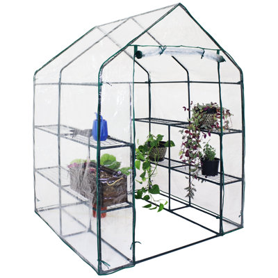 Outdoor Portable Walk-In Greenhouse with 4 Shelves and Clear Cover - 4.5' x 4.5" x 6.5'