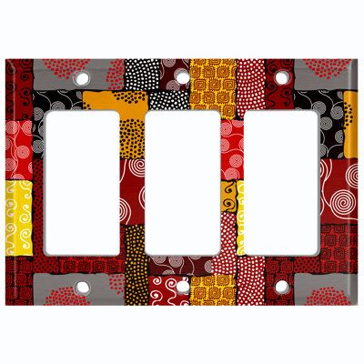 Metal Light Switch Plate Outlet Cover (Safari Pattern African Tribal Art Geometric Print   - Single Toggle)