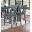Table de salle à manger grise de style moderne 6X chaises 7Pcs hauteur de comptoir ensemble de coussin siège clouté X-Cross dossier meubles de salle à manger