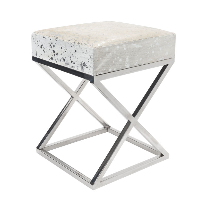 Safari Silver Foil Cowhide Bench