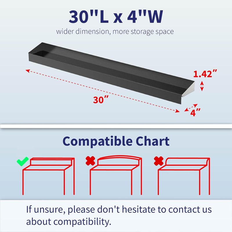 Tablette supérieure en acier inoxydable pour cuisinière de 30 po, tablette magnétique pour la cuisine, support à épices au-dessus du poêle, support arrière du four avec bordure tout autour, noir