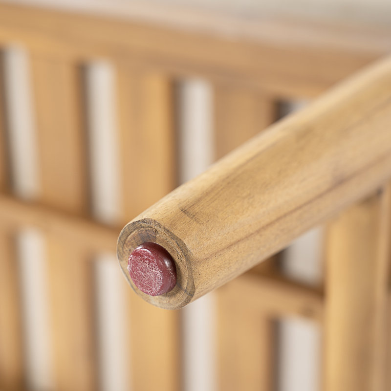 Canapé d'extérieur sans accoudoirs en bois d'acacia Terassi, finition teck clair avec coussin beige