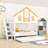 Wood Bunk Bed with Roof and Staircase and Trundle-143910167