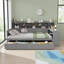Lit de jour gris avec bureau et rangement | Tablettes intégrées, 2 tiroirs | Lit multifonctionnel peu encombrant-1711132625-1711132622