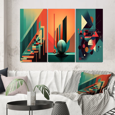 " Unknown Familiarity Retro Geometric Abstract " 3 - Pieces