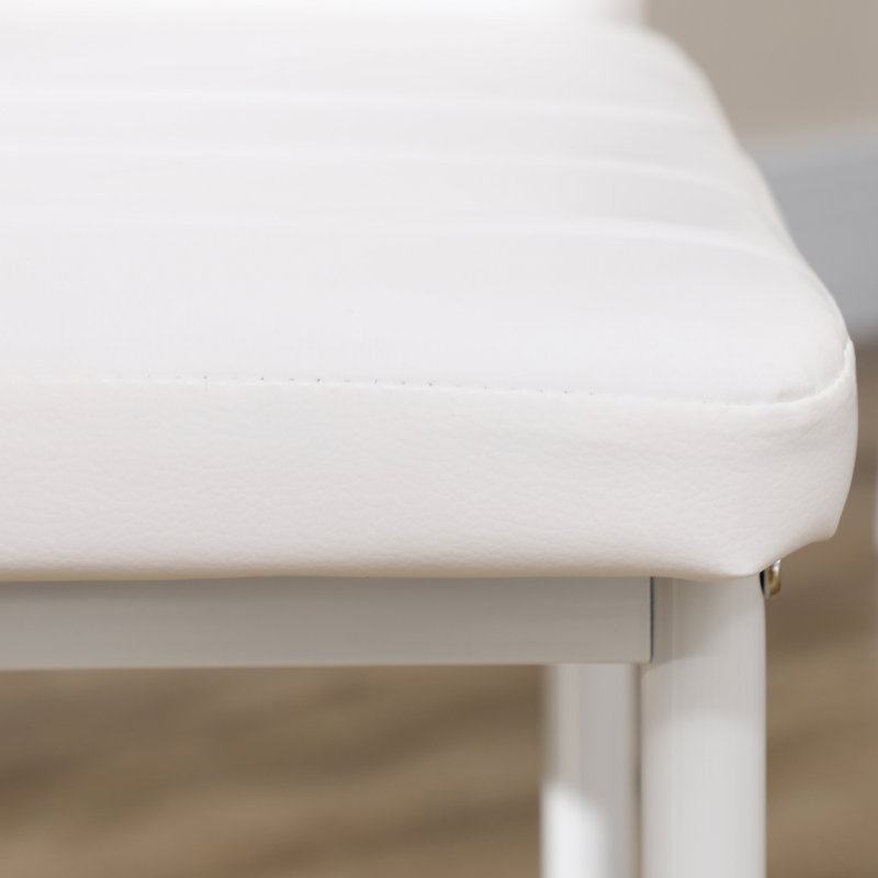 Ensemble de 4 chaises d'appoint rembourrées en cuir de polyuréthane avec pieds en métal pour la cuisine Latitude Run, Blanc