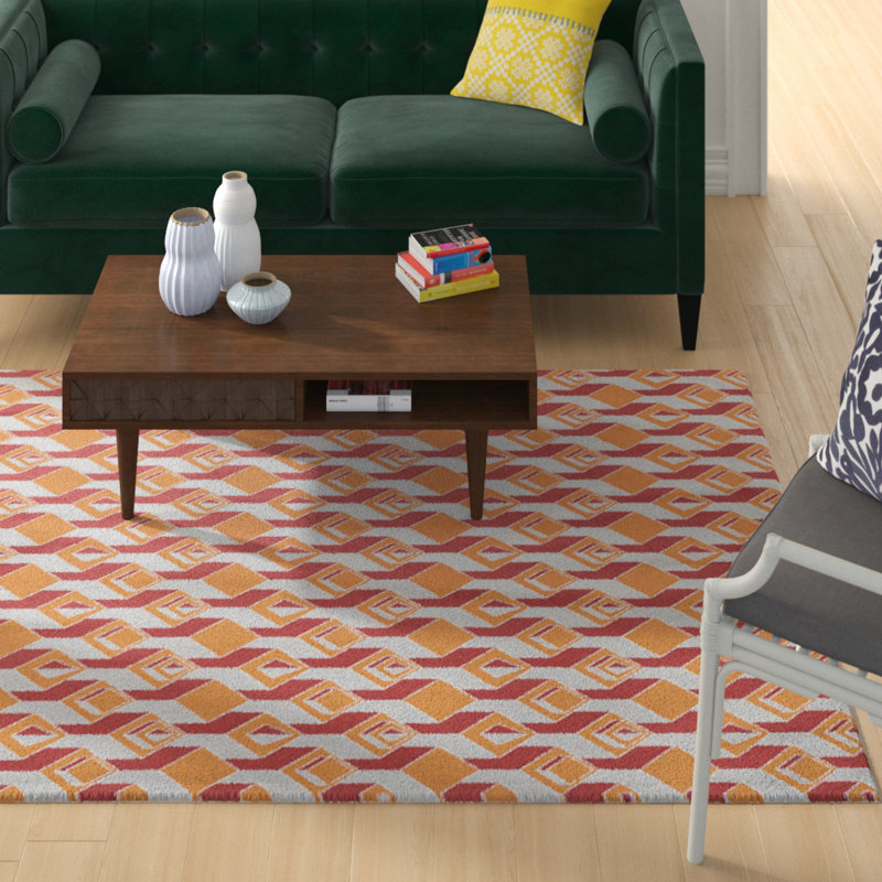 Tapis à motif de gratte-ciel oranges, Rectangle 5 pi x 7 pi