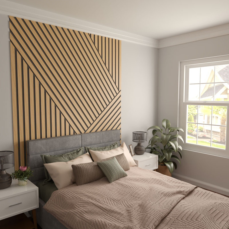 Adjustable Wood Slat Wall Panel Kit, 2"W x 94"H x 0.25"T, Maple