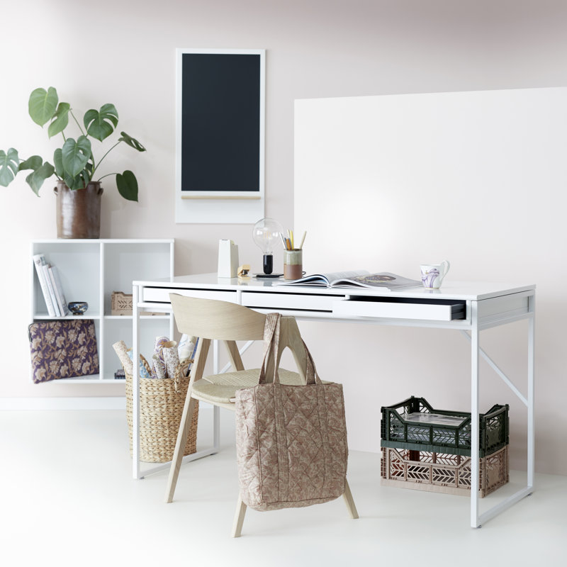 Mistral Standing Desk W:137cm X D: 60cm with white metal legs incl. 3 trays, White