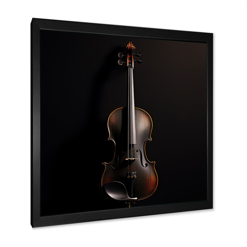 Violon vibrato élégant ébène sur toile, H 16 po x l 16 po x P 1 po, Cadre simple noir