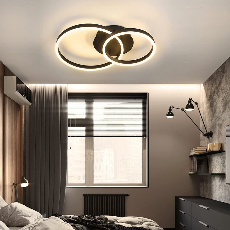 LED Deckenleuchte Schwarz Dimmbar mit Ringen Design aus Acryl