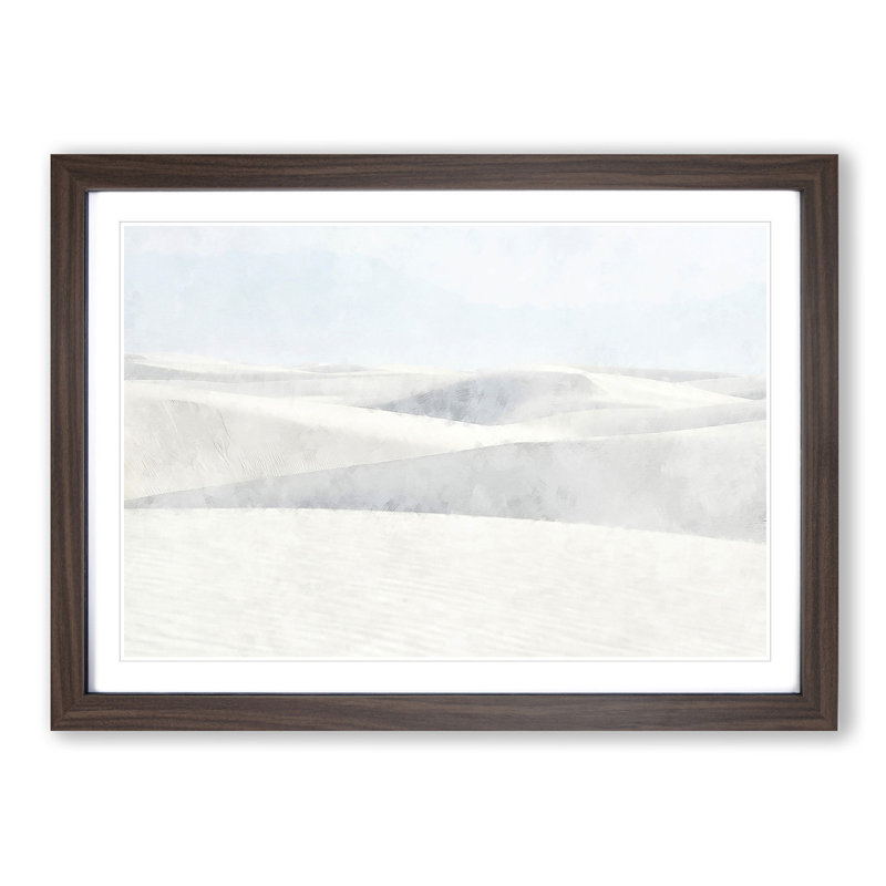 White Sands in New Mexico - Picture Frame Painting Print, 45cm H x 63cm W x 2cm D, Walnut Framed