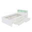  3ft Single Kids Wooden Bed Frame with LED Lights, 2 Rolling Storage Drawers & Hidden Compartments, Slatted Base, White
