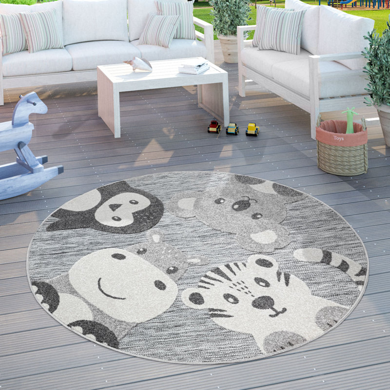 Clitherall Grey/Cream Rug, Round 120cm