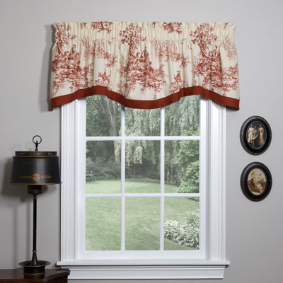 Bouvier Red Traditional Cotton Toile Shaped Valance