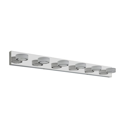 45" Modern 6-Light LED Vanity Light, Sleek Chrome Bathroom Wall Light Fixture for Mirror, Shower, and Bathroom Decor