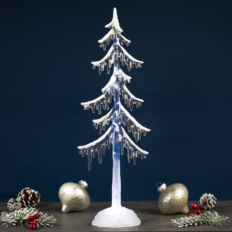 LED Lighted Acrylic Icicle Tree Christmas Decoration, 18" H x 6" W 3" D