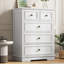 Commode 5 tiroirs Valera avec base arquée élégante et boutons ronds en métal-1054494531