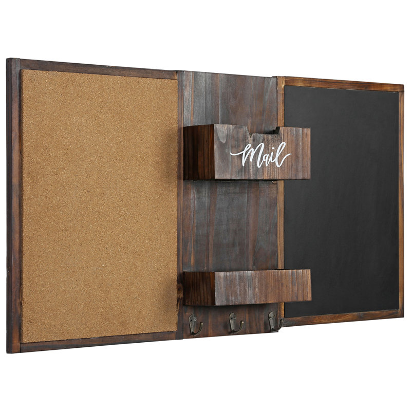 Wall Mounted Entryway Organiser Rack With Chalkboard