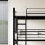 Lit simple superposé, cadre en métal noir, peu encombrant, sommeil tranquille, deux échelles attachées, barrières de sécurité pleine longueur, idéal pour les dortoirs d'appartements