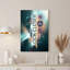 Art mural sur toile prisme lumineux et chemins orbitaux en bleu sarcelle et orange-133065680