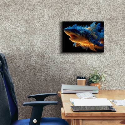  Art mural en toile «Émergence de requin» par Ann Klee, 16 po x 12 po