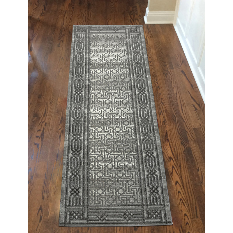 Davide Transitional Bordered Gray Area Rug, Runner 2'2" x 7'7"