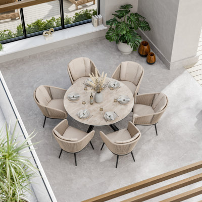 Bali 6 seater 150cm Dining Set with Rope chairs 