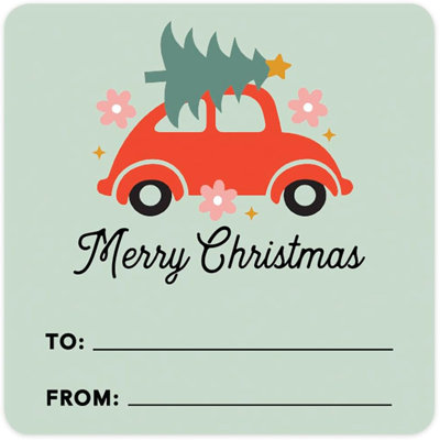 Autocollants carrés de 2 po de Noël à partir de cadeaux, étiquettes de cadeau de Noël, autocollants de voiture de Noël, étiquettes de cadeau, paquet de 40