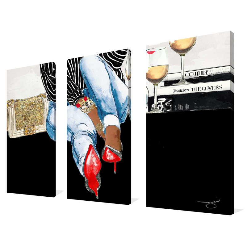 «Waiting on You 2» par Jodi, ensemble de 3 reproductions d'art sur toiles tendues, H 32 po x l 48 po x P 0,75 po