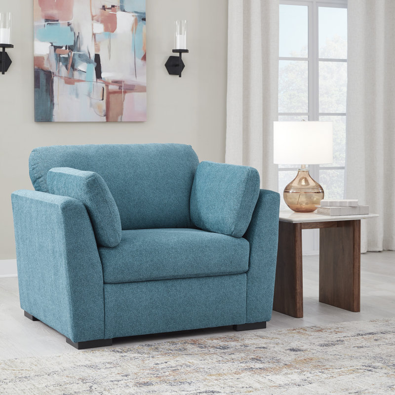 Dywan Upholstered Armchair with Ottoman, Teal