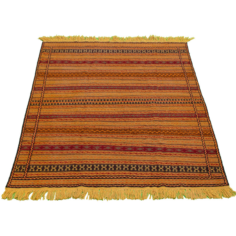 Tapis brun clair en laine fait à la main Kilim
