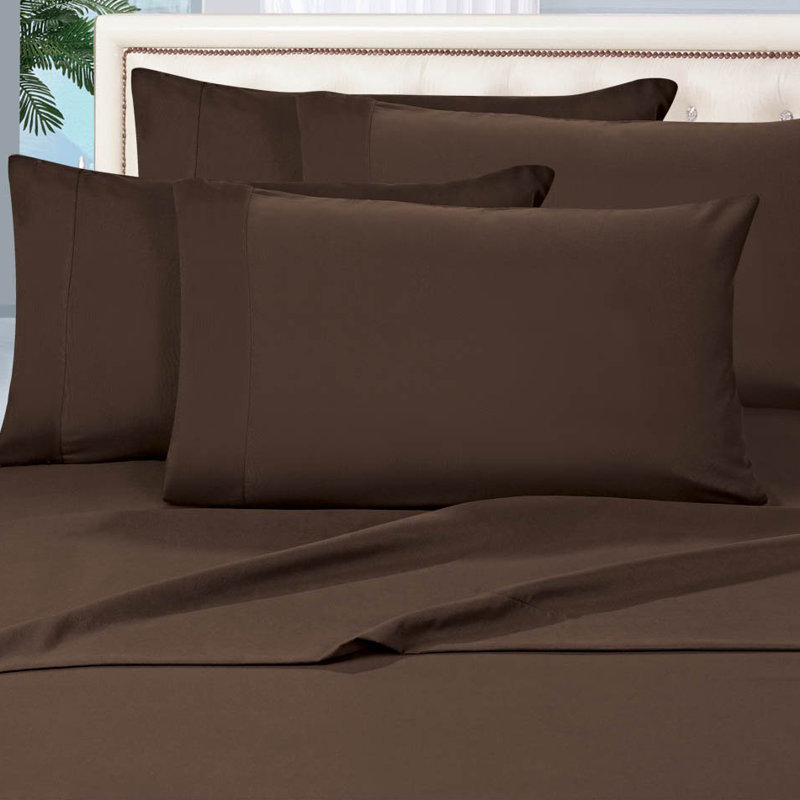 Ensemble de draps en polyester 1500 fils, Brown, Ensemble literie pour lit simple