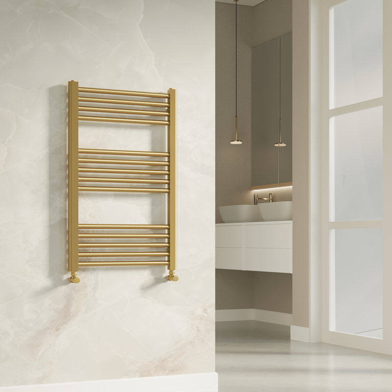 Bathesda Brushed Brass Ladder Towel Rail Radiator, 80mm H x 50mm W x 3mm D
