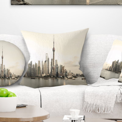 Shanghai s Modern Architecture - Cityscape Printed Throw Pillow