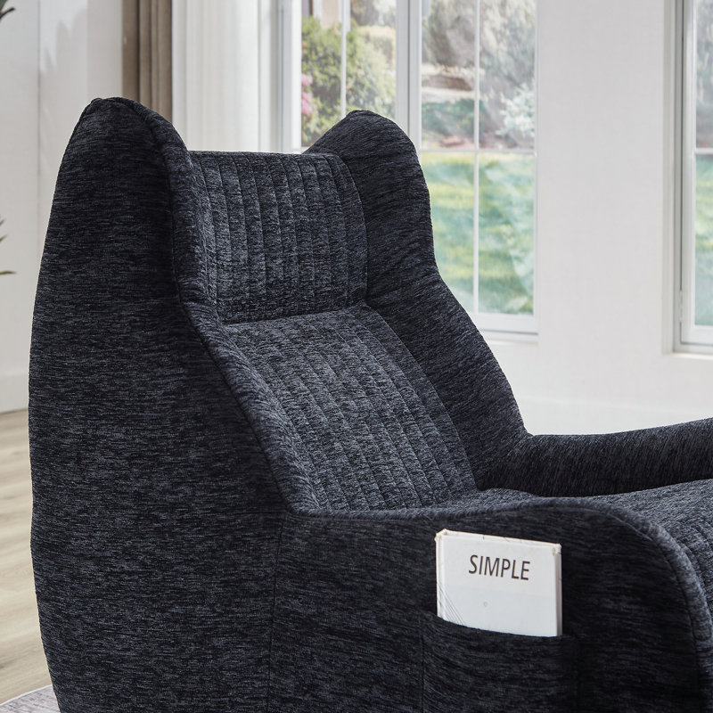 Fauteuil à billes surdimensionné avec accoudoirs, Chenille noir