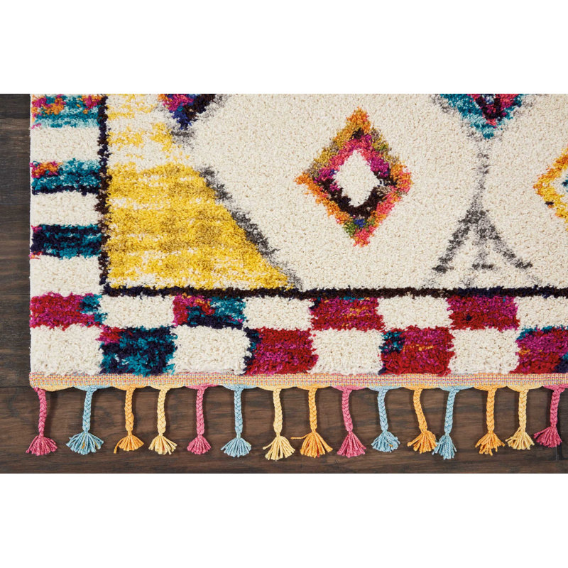 Tapis ivoire Lucina Tribal Bohemian, Rectangle 3 pi 11 po x 6 pi