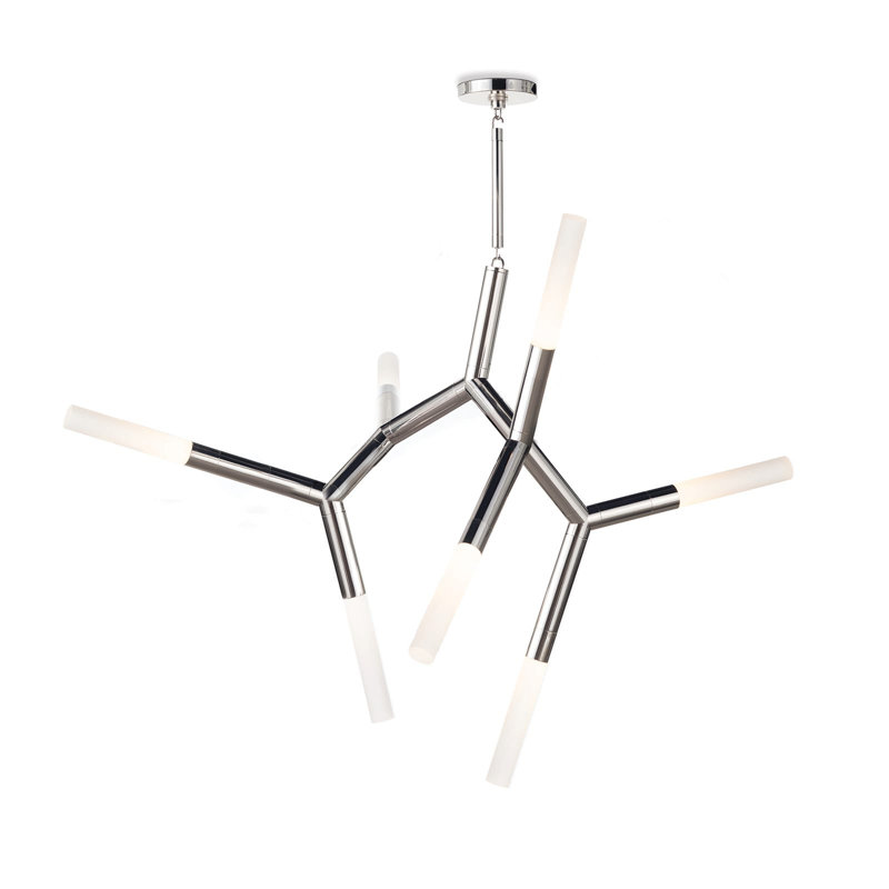 Traveler Chandelier, Polished Nickel, 44.5"W x 43.5"H