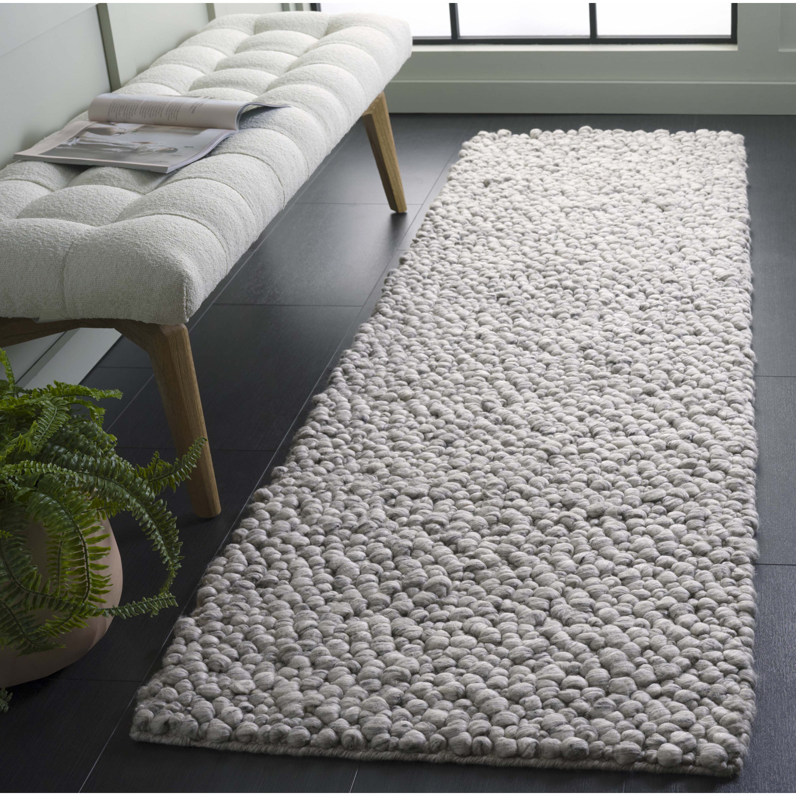 Aaliyah Light Grey Hand-Woven Rug, Runner 2'3" x 8'