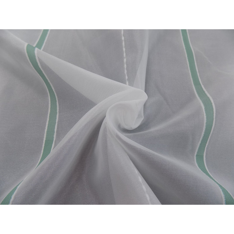 Canadice Semi Sheer Curtain Single Panel, 300 W x 225 D cm, Green/White