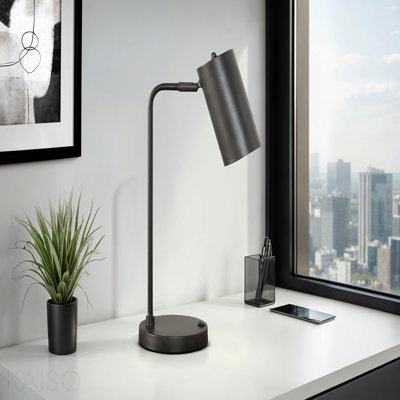 Lighting, 18"H, Table Lamp, Usb Port Included, Grey Metal, Grey Shade, Modern