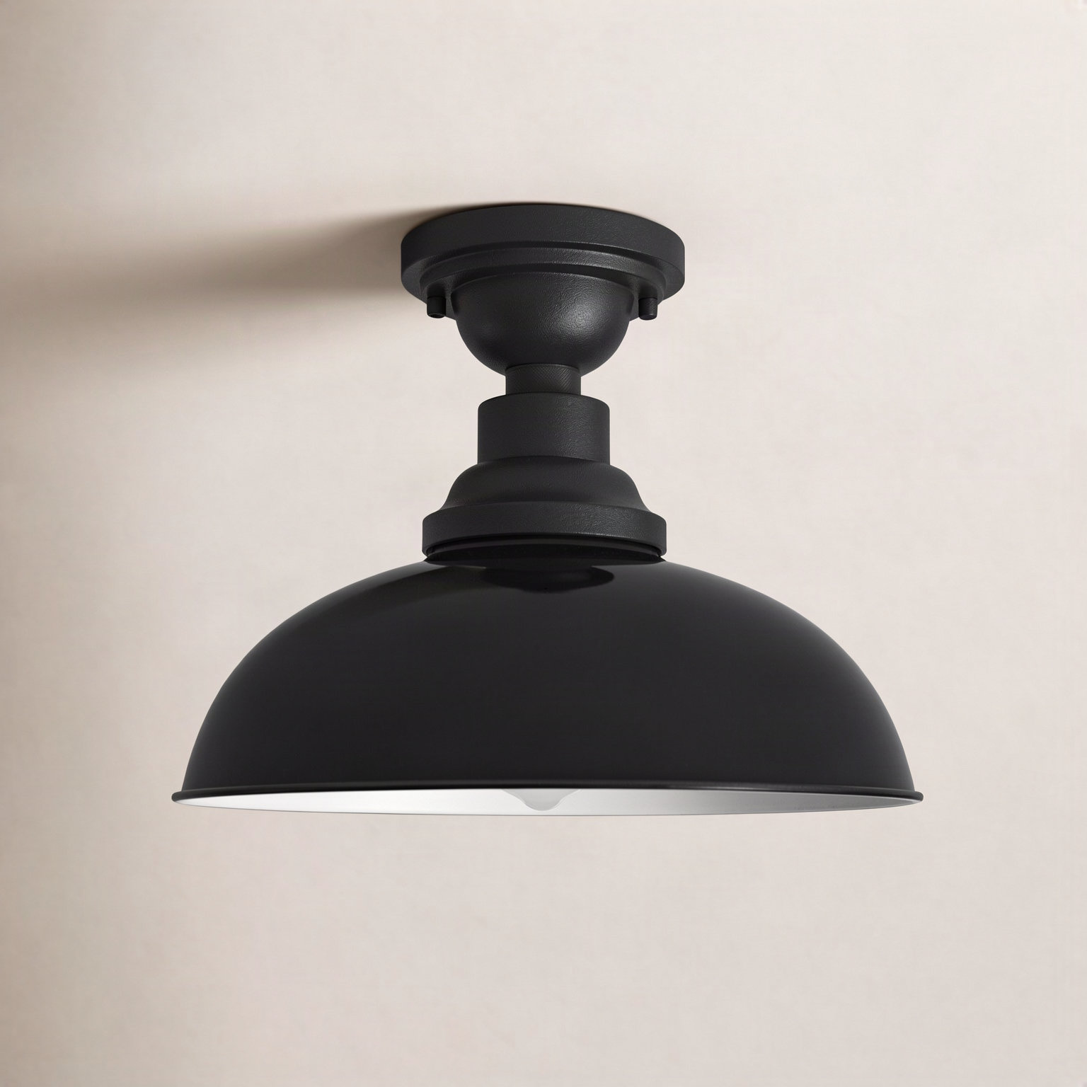 Collina Single Light Semi Flush Mount, Gloss Black/Black