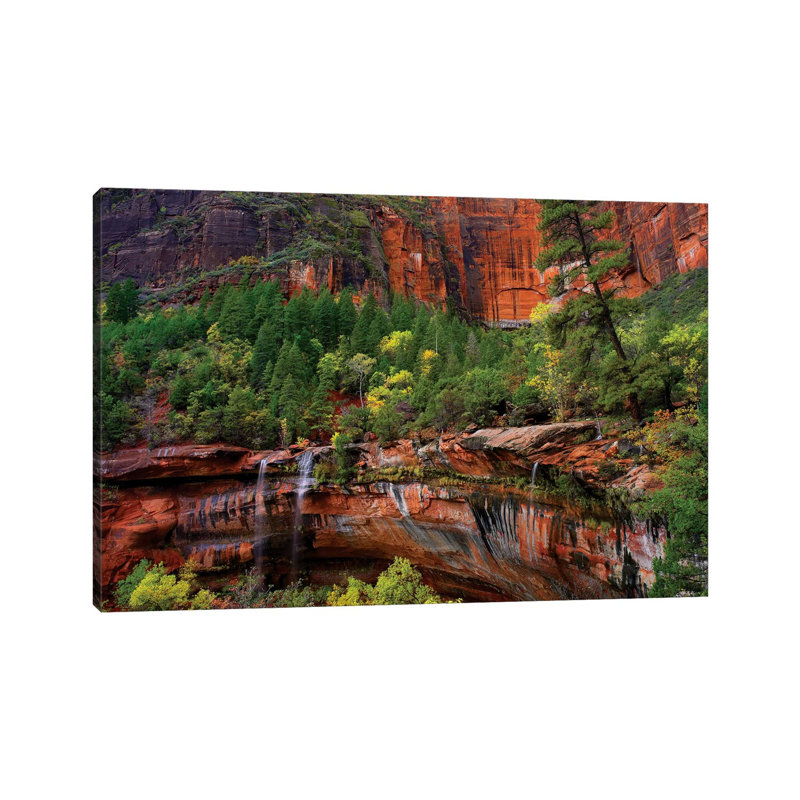 Waterfalls at Emerald Pools, Zion National Park, Utah 1 Piece Wrapped Canvas Wall Art, 20.32cm H x 30.48cm W x 1.91cm D