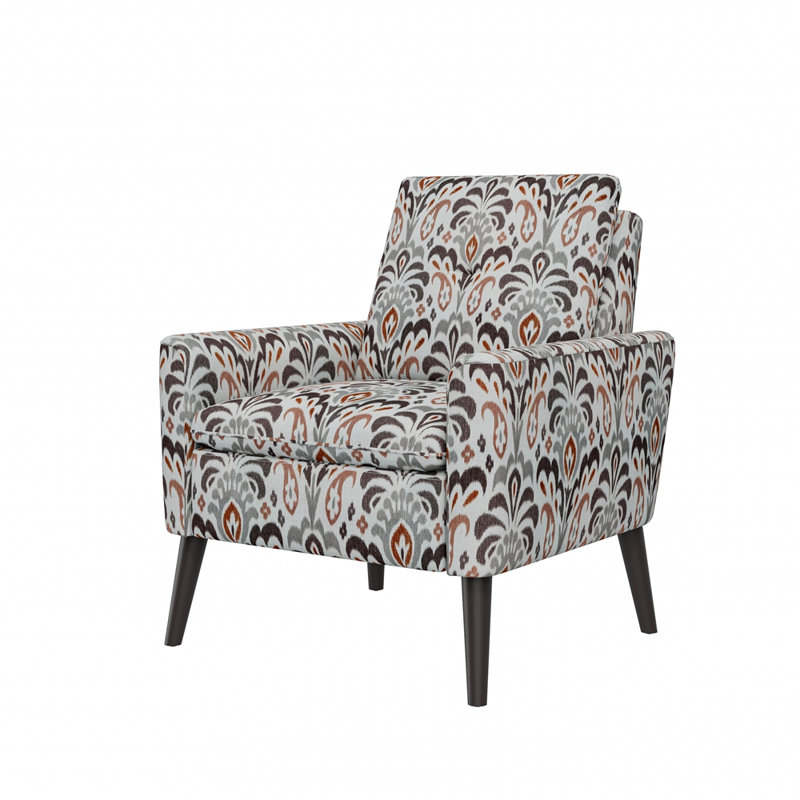 Fauteuil d'appoint avec pieds en bois massif, Orange / Vert