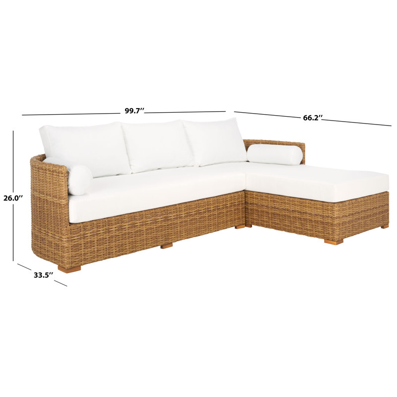 Anguilla Wicker Outdoor Chaise Sectional, Natural