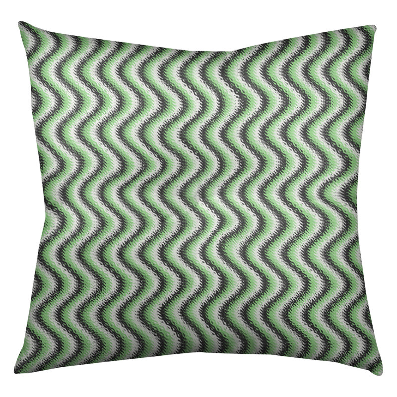 Coussin de sol à rayures ondulées Katelyn Elizabeth, 26 po x 26 po, Noir / Vert