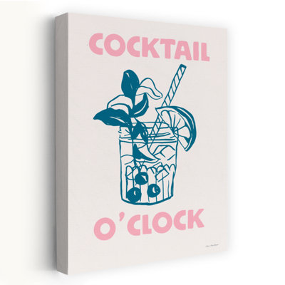 Cocktail O'clock - Contemporary Cocktail Poster Retro Drink Illustration Vibrant Typography Art